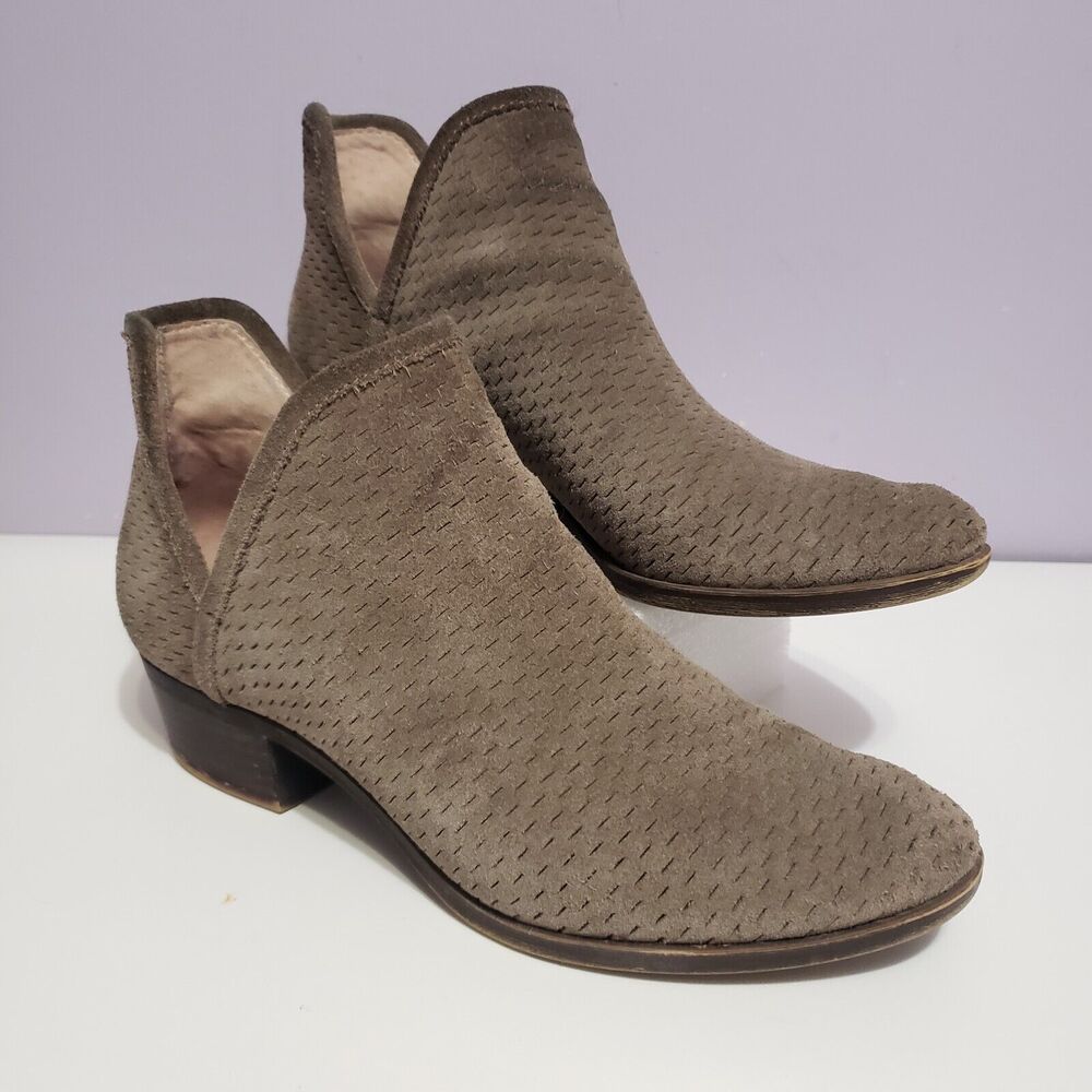 Lucky Brand Baley Suede Brown Leather Ankle Boots Women's Sz 8.5M